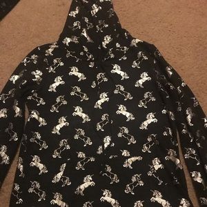 Black and Silver Unicorn Lightweight Hoodie